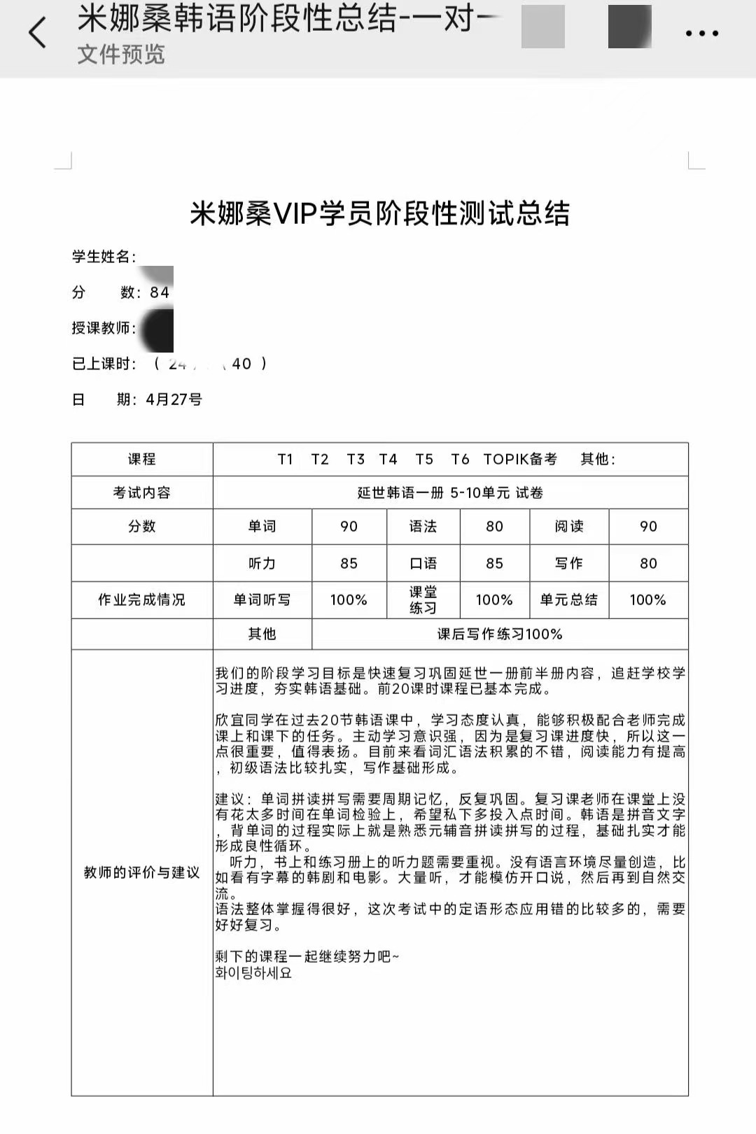 米娜桑VIP学员阶段性测试总结